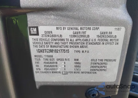 2008 GMC Envoy Denali from USA, damaged, VIN 1GKET63M182177515